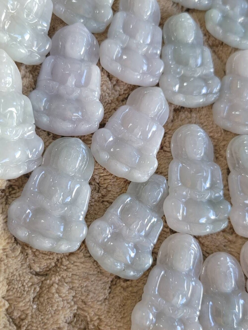 緬甸 翡翠 成品 批發 觀音 糯冰種 冰種 紫羅蘭 30顆-圖片-2