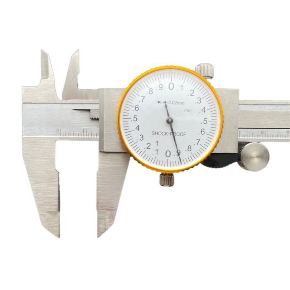 S1-03843-高精度 錶型 卡尺 游標卡尺 全金屬 不銹鋼 雙向防震 150mm